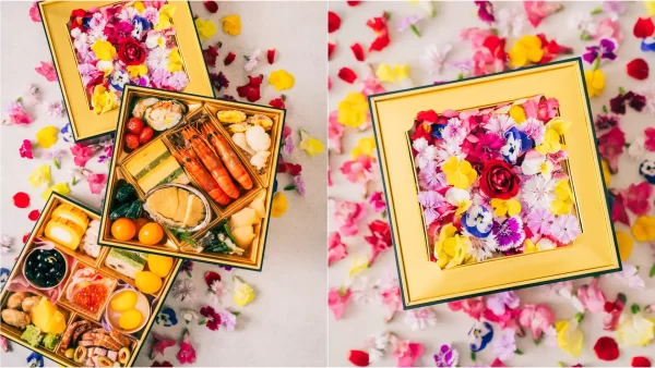 ★蓋をあけると満開の“食べられる花”。昨年好評だった「春迎えの花おせち」が今年も予約開始